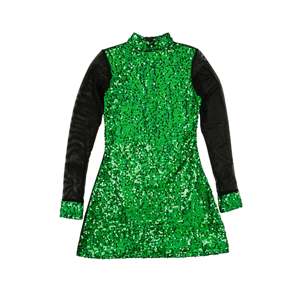 Sequin Long Mesh Sleeve Tunic Dress