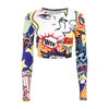 Long Sleeve Pop Art Crop Top