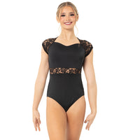 Alexandra Sweetheart Lace Cap Sleeve Leotard