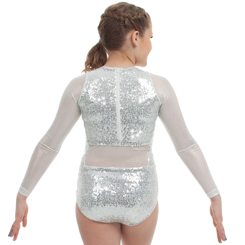 Youth Sequin Raglan Mesh Sleeve Leotard