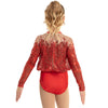 Youth Sequin Billowed Long Sleeve Floral Leotard