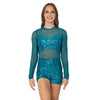 Long Sleeve Sequin Mesh Biketard