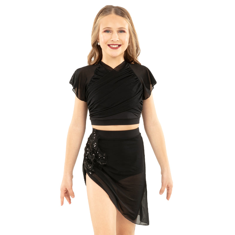 Youth Flutter Sleeve Performance Crop Top