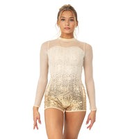 Sequin Ombre Waterfall Long Sleeve Biketard