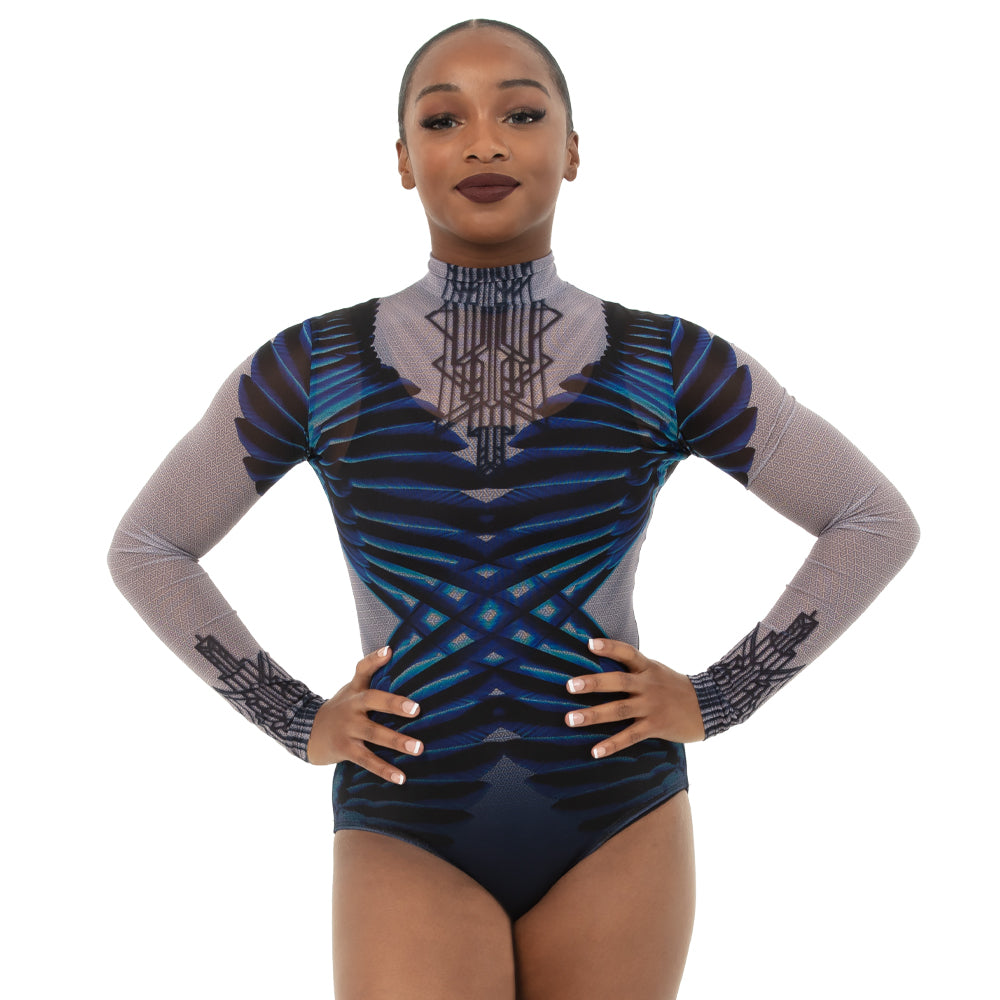 Feather Criss Cross Mesh Leotard