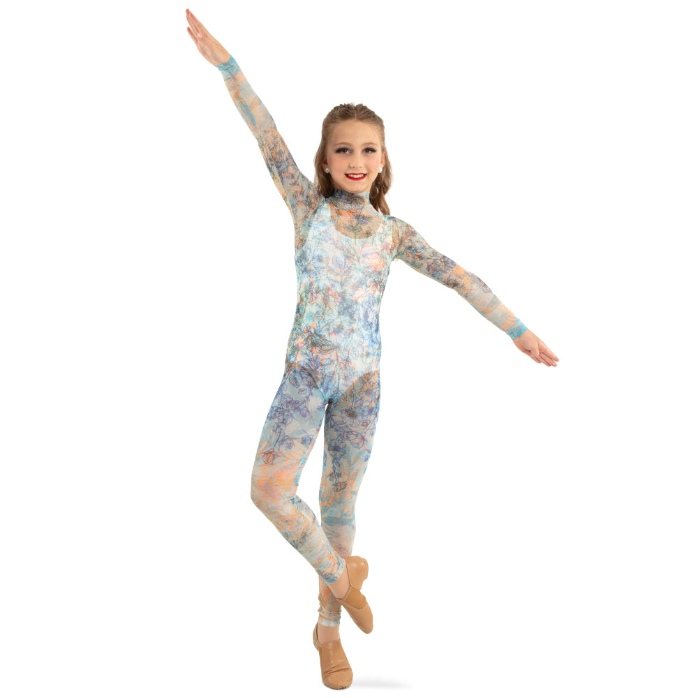 Youth Floral Mesh Unitard