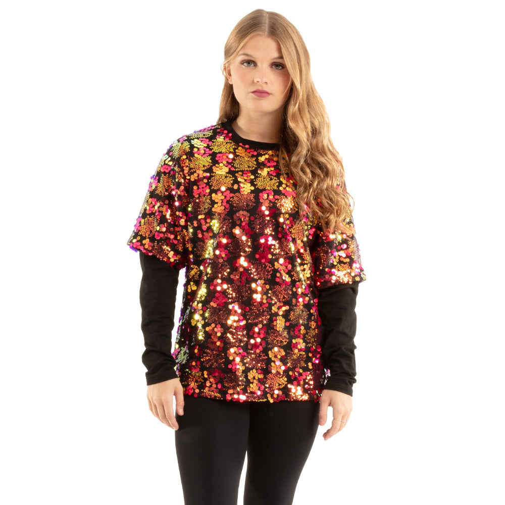 Sequin Layered 2-1 Long Sleeve Shirt