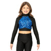 Youth Long Sleeve Sequin Performance Crop Top