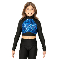 Youth Long Sleeve Sequin Performance Crop Top