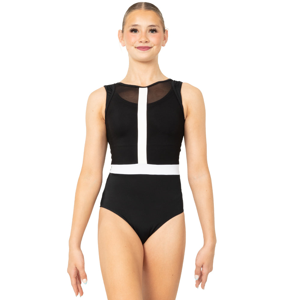 Mesh Overlay Cross Back Leotard
