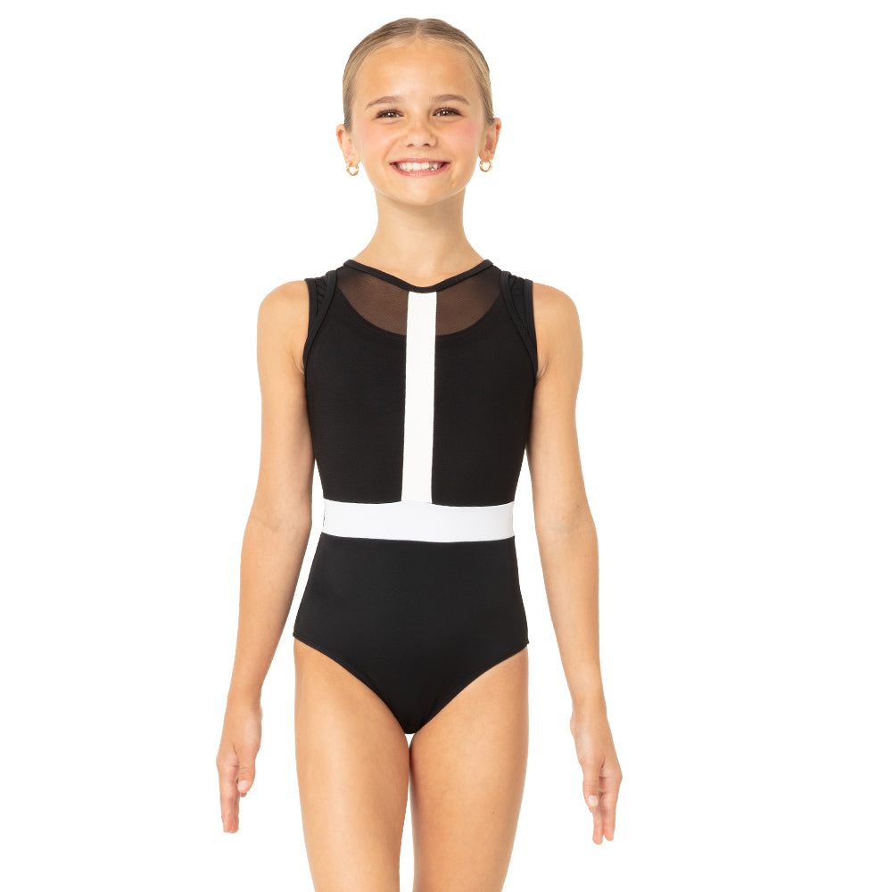 Youth Mesh Overlay Cross Back Leotard