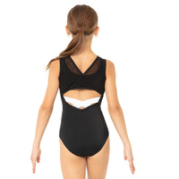 Youth Mesh Overlay Cross Back Leotard