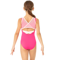 Youth Mesh Overlay Cross Back Leotard
