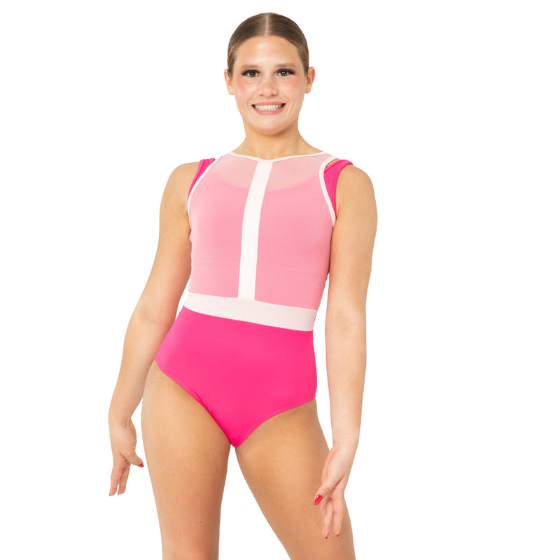 Mesh Overlay Cross Back Leotard