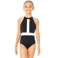 Youth Halter Cut Out Mesh Open Back Leotard
