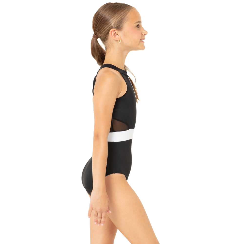 Youth Halter Cut Out Mesh Open Back Leotard