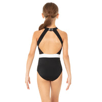 Youth Halter Cut Out Mesh Open Back Leotard