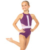 Youth Halter Cut Out Mesh Open Back Leotard