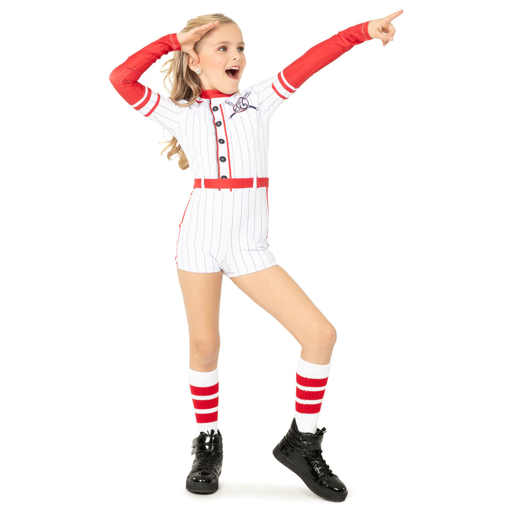 Youth Baseball Strike Out Pin Stripe Biketard