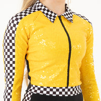 Youth Checkered Long Sleeve Biketard