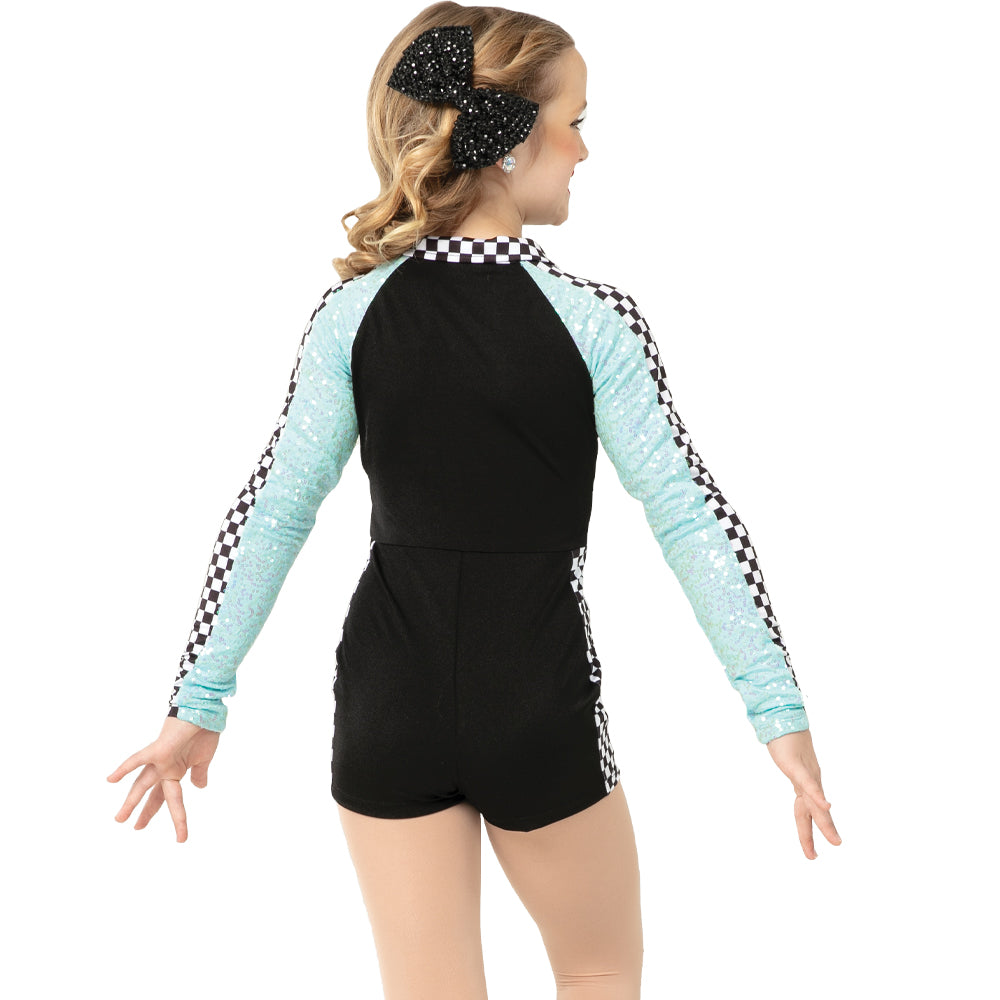 Checkered Long Sleeve Biketard