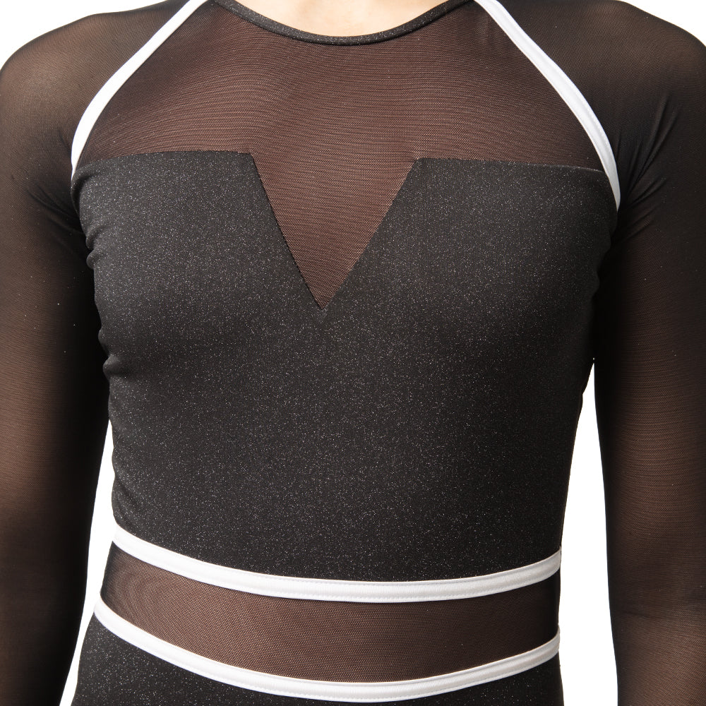I Will Survive Colorblock Youth Mesh Long Sleeve Leotard