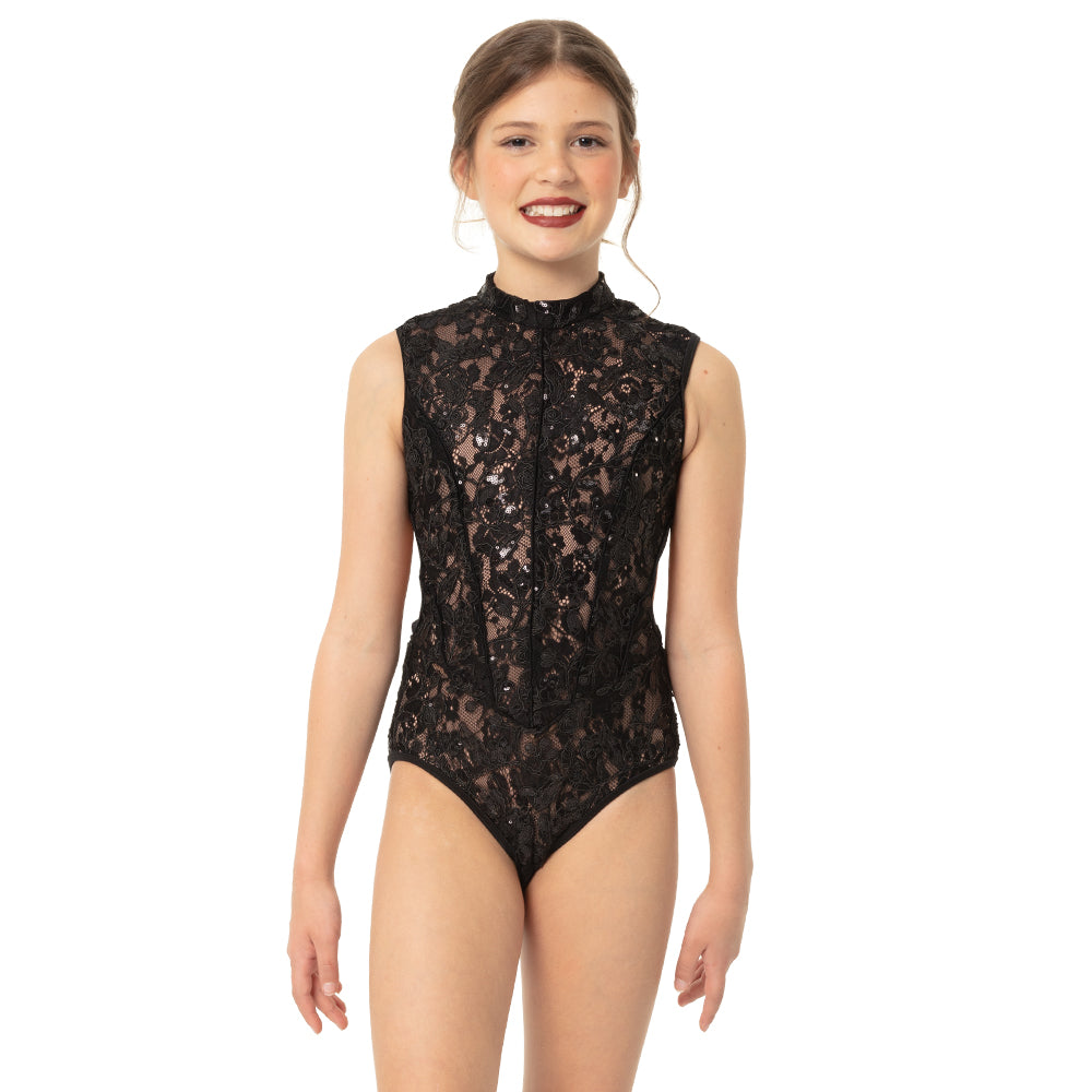 Youth Lace Sequin Sleeveless Performance Leotard