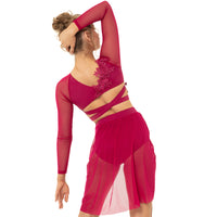 Criss Cross Back Long Sleeve Crop Top with Applique