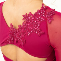 Criss Cross Back Long Sleeve Crop Top with Applique