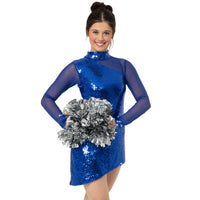 Long Sleeve Asymmetrical Sequin Dress