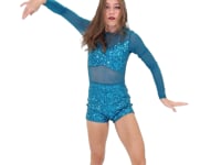 Long Sleeve Sequin Mesh Biketard